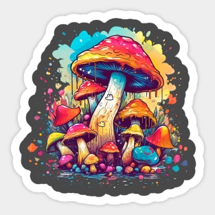 Trippy magic mashrooms watercolor vector Sticker